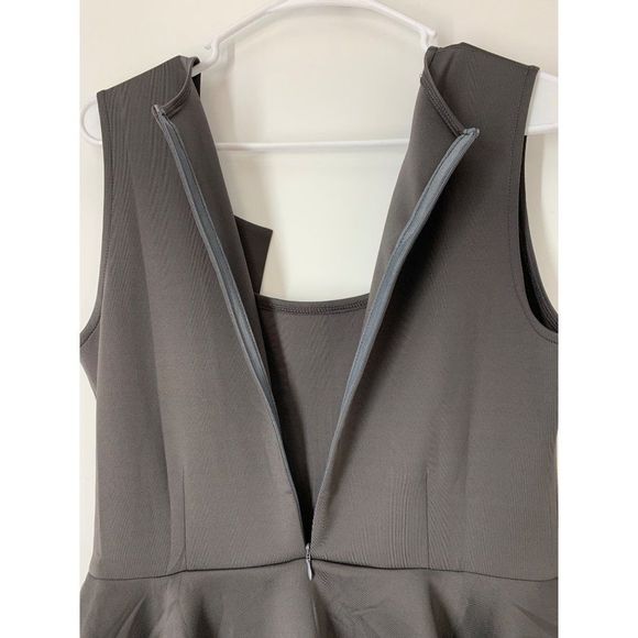 Women’s Tom’s ware grey size large peplum scuba dress sleeveless stretch 5710 - Picture 8 of 10